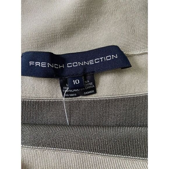 French Connection Bodycon Gray Striped Dress Size 10 Knee Length - Picture 2 of 13